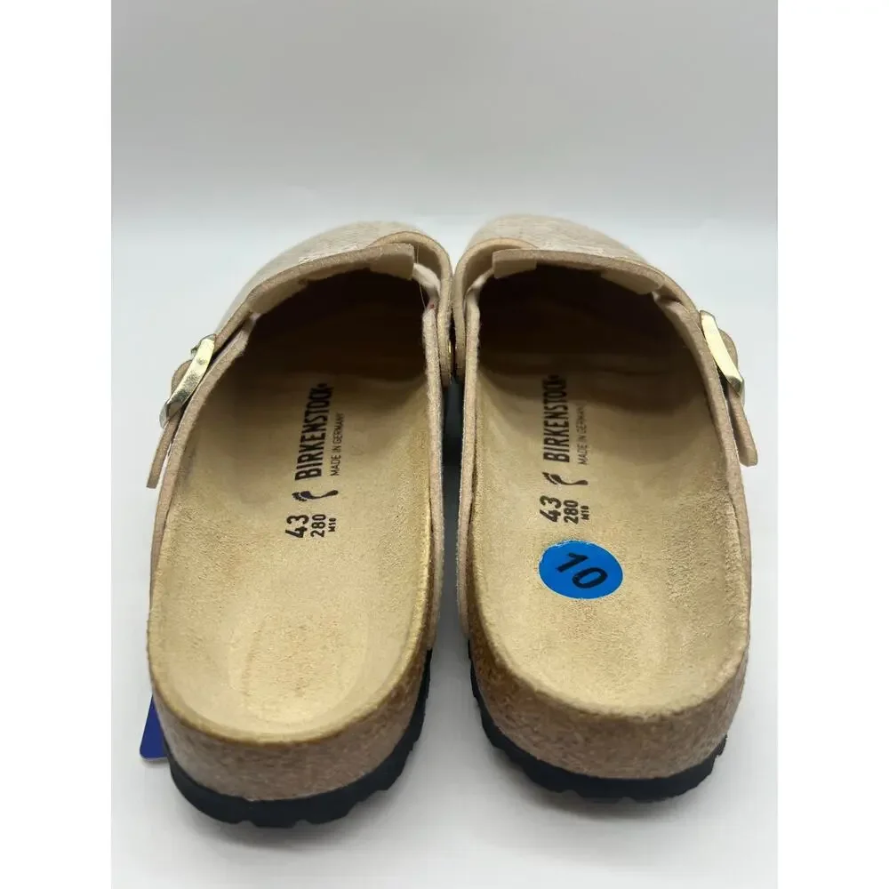 Birkenstock Boston Clogs Men's Size 10 Shiny Gold Python Eggshell New